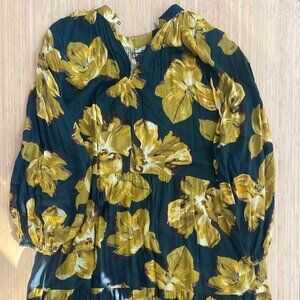 Green & Gold floral Maxi Dress sz XXL